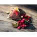 Irish Twins Potpourri's Apple Cinnamon Sachet on a rustic wood surface, featuring dried bontanicals for a festive holiday touch.